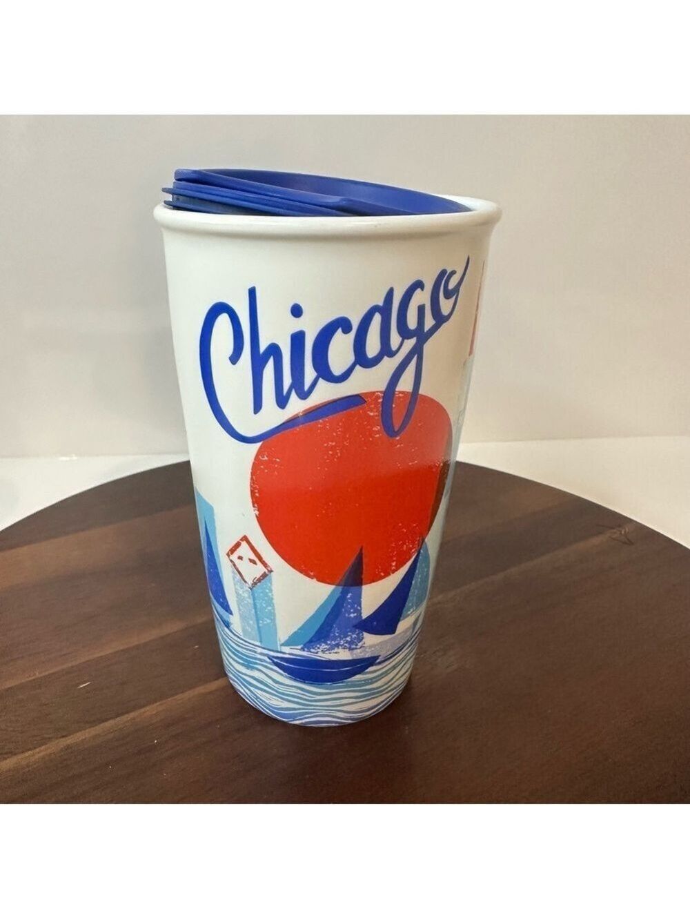 Starbucks 2016 Chicago Local Collection Ceramic Travel Tumbler 12 oz w/ Lid
